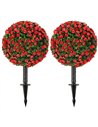 HOMCOM Artificial Rose Topiary UV Resistant, 2-Pack Fake Plants, 55 cm, Red