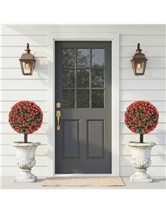 HOMCOM Artificial Rose Topiary UV Resistant, 2-Pack Fake Plants, 55 cm, Red 2