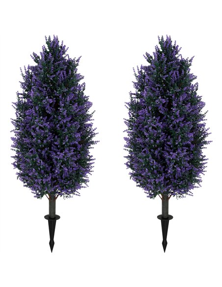 HOMCOM Set of 2 Artificial Lavender Flowers, Indoor Outdoor Fake Plants with Stakes, UV Resistant for Garden,  90 cm, Blue - pic 192910 | FastDaddyshop