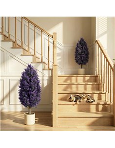 HOMCOM Set of 2 Artificial Lavender Flowers, Indoor Outdoor Fake Plants with Stakes, UV Resistant for Garden,  90 cm, Blue 2