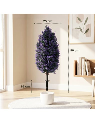 HOMCOM Set of 2 Artificial Lavender Flowers, Indoor Outdoor Fake Plants with Stakes, UV Resistant for Garden,  90 cm, Blue