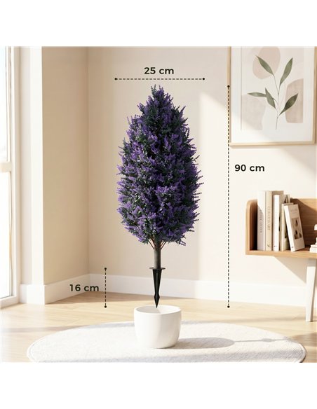 HOMCOM Set of 2 Artificial Lavender Flowers, Indoor Outdoor Fake Plants with Stakes, UV Resistant for Garden,  90 cm, Blue - pic 192912 | FastDaddyshop