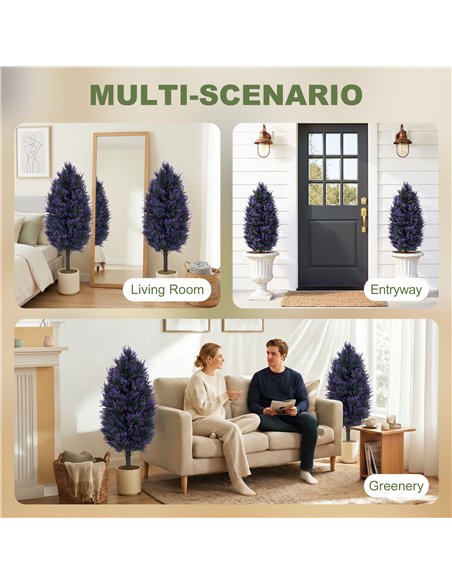 HOMCOM Set of 2 Artificial Lavender Flowers, Indoor Outdoor Fake Plants with Stakes, UV Resistant for Garden,  90 cm, Blue - pic 192914 | FastDaddyshop