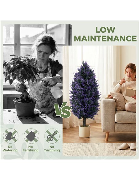 HOMCOM Set of 2 Artificial Lavender Flowers, Indoor Outdoor Fake Plants with Stakes, UV Resistant for Garden,  90 cm, Blue - pic 192915 | FastDaddyshop