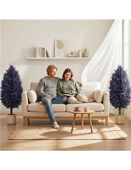 HOMCOM Set of 2 Artificial Lavender Flowers, Indoor Outdoor Fake Plants with Stakes, UV Resistant for Garden,  90 cm, Blue - pic 192917 | FastDaddyshop