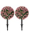 HOMCOM Artificial Rose Topiary UV Resistant, 2-Pack Fake Plants, 55 cm, Pink