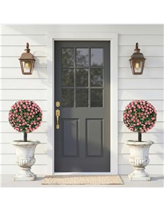 HOMCOM Artificial Rose Topiary UV Resistant, 2-Pack Fake Plants, 55 cm, Pink 2