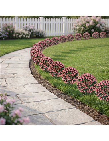 HOMCOM Artificial Rose Topiary UV Resistant, 2-Pack Fake Plants, 55 cm, Pink