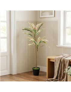 HOMCOM 90 cm Artificial Cordyline Tree in Moss Effect Pot, Realistic PEVA Faux Plant, Yellow 2