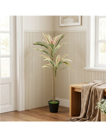 HOMCOM 90 cm Artificial Cordyline Tree in Moss Effect Pot, Realistic PEVA Faux Plant, Yellow - pic 192929 | FastDaddyshop