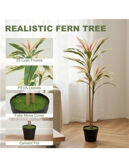 HOMCOM 90 cm Artificial Cordyline Tree in Moss Effect Pot, Realistic PEVA Faux Plant, Yellow - pic 192931 | FastDaddyshop