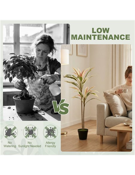 HOMCOM 90 cm Artificial Cordyline Tree in Moss Effect Pot, Realistic PEVA Faux Plant, Yellow - pic 192932 | FastDaddyshop