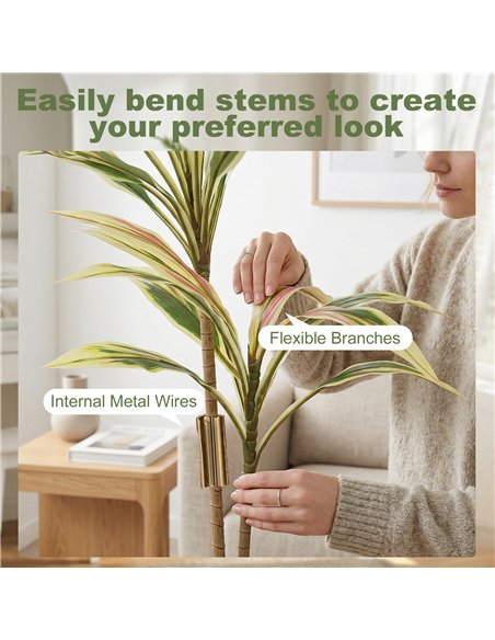 HOMCOM 90 cm Artificial Cordyline Tree in Moss Effect Pot, Realistic PEVA Faux Plant, Yellow - pic 192933 | FastDaddyshop