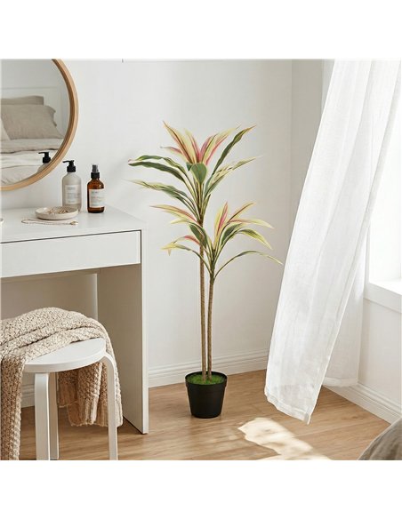 HOMCOM 90 cm Artificial Cordyline Tree in Moss Effect Pot, Realistic PEVA Faux Plant, Yellow - pic 192936 | FastDaddyshop