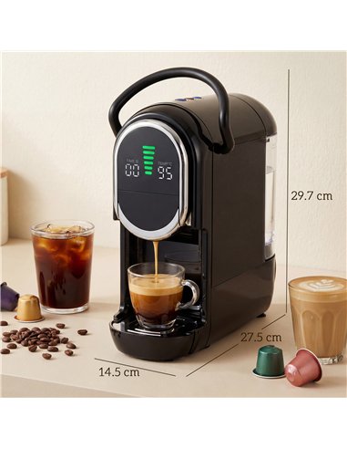 HOMCOM Pod Coffee Machine for Nespresso, Dolce Gusto Capsule & Ground Coffee, Small Semi Automatic Coffee Maker, 19 Bar, 0.6L