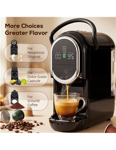 HOMCOM Pod Coffee Machine for Nespresso, Dolce Gusto Capsule & Ground Coffee, Small Semi Automatic Coffee Maker, 19 Bar, 0.6L