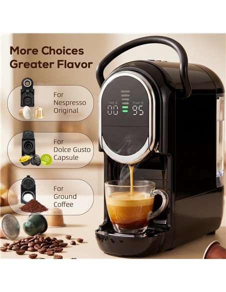 HOMCOM Pod Coffee Machine for Nespresso, Dolce Gusto Capsule & Ground Coffee, Small Semi Automatic Coffee Maker, 19 Bar, 0.6L - pic 192940 | FastDaddyshop