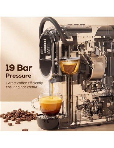 HOMCOM Pod Coffee Machine for Nespresso, Dolce Gusto Capsule & Ground Coffee, Small Semi Automatic Coffee Maker, 19 Bar, 0.6L