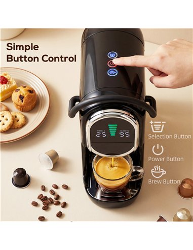 HOMCOM Pod Coffee Machine for Nespresso, Dolce Gusto Capsule & Ground Coffee, Small Semi Automatic Coffee Maker, 19 Bar, 0.6L