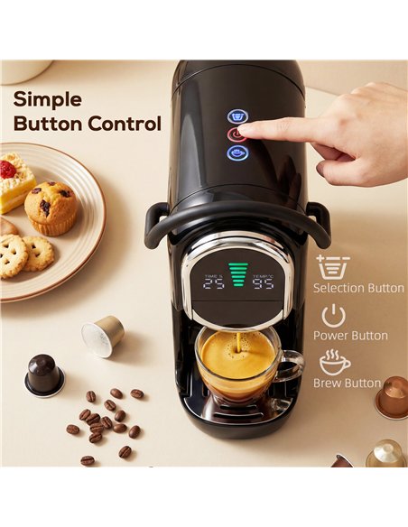HOMCOM Pod Coffee Machine for Nespresso, Dolce Gusto Capsule & Ground Coffee, Small Semi Automatic Coffee Maker, 19 Bar, 0.6L - pic 192942 | FastDaddyshop