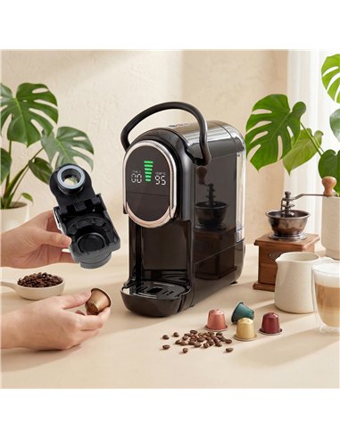 HOMCOM Pod Coffee Machine for Nespresso, Dolce Gusto Capsule & Ground Coffee, Small Semi Automatic Coffee Maker, 19 Bar, 0.6L