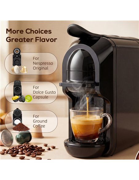 HOMCOM Pod Coffee Machine for Nespresso, Dolce Gusto Capsule & Ground Coffee, Small Semi Automatic Coffee Maker, 19 Bar, 0.6L - pic 192949 | FastDaddyshop