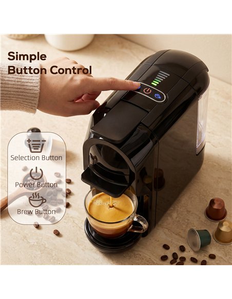 HOMCOM Pod Coffee Machine for Nespresso, Dolce Gusto Capsule & Ground Coffee, Small Semi Automatic Coffee Maker, 19 Bar, 0.6L - pic 192951 | FastDaddyshop