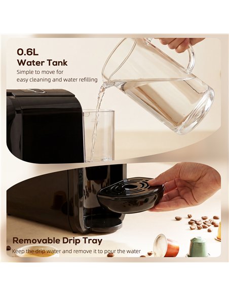 HOMCOM Pod Coffee Machine for Nespresso, Dolce Gusto Capsule & Ground Coffee, Small Semi Automatic Coffee Maker, 19 Bar, 0.6L - pic 192952 | FastDaddyshop