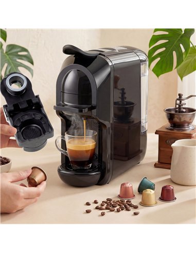 HOMCOM Pod Coffee Machine for Nespresso, Dolce Gusto Capsule & Ground Coffee, Small Semi Automatic Coffee Maker, 19 Bar, 0.6L