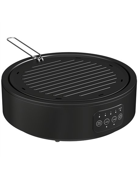 HOMCOM Electric Ceramic Hob with Grill Plate, Multifunctional 36cm Plug in Electric Hob with 4 Heat Levels for All Type Pot - pic 192955 | FastDaddyshop