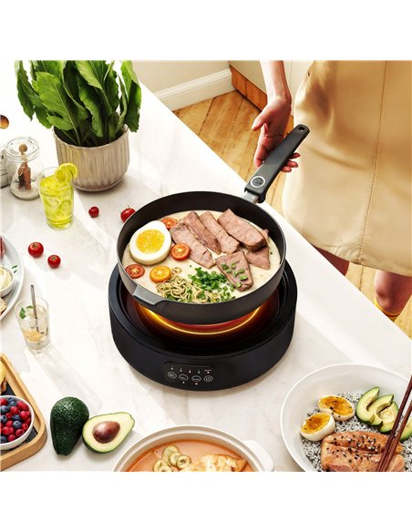 HOMCOM Electric Ceramic Hob with Grill Plate, Multifunctional 36cm Plug in Electric Hob with 4 Heat Levels for All Type Pot - pic 192956 | FastDaddyshop