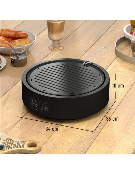 HOMCOM Electric Ceramic Hob with Grill Plate, Multifunctional 36cm Plug in Electric Hob with 4 Heat Levels for All Type Pot - pic 192957 | FastDaddyshop