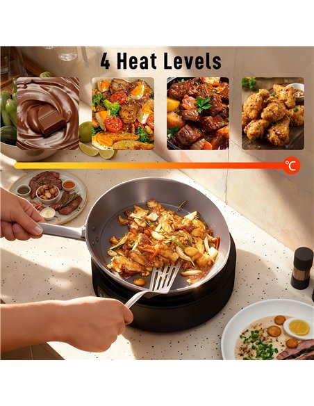 HOMCOM Electric Ceramic Hob with Grill Plate, Multifunctional 36cm Plug in Electric Hob with 4 Heat Levels for All Type Pot - pic 192960 | FastDaddyshop
