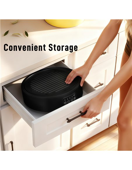HOMCOM Electric Ceramic Hob with Grill Plate, Multifunctional 36cm Plug in Electric Hob with 4 Heat Levels for All Type Pot - pic 192961 | FastDaddyshop