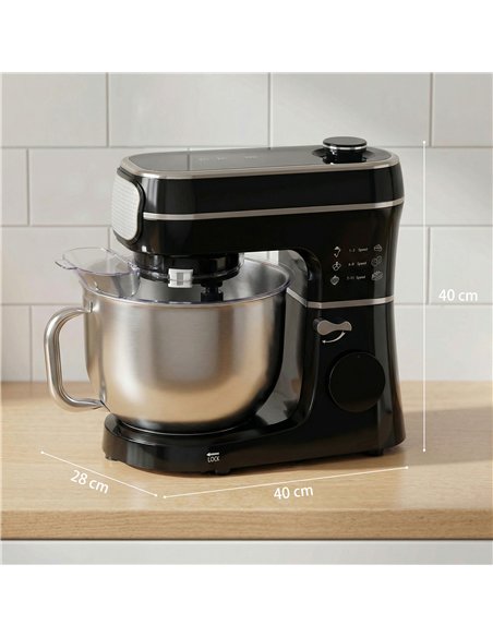 HOMCOM Stand Mixer, 6L 1400W Tilt-Head Food Mixer with 11 Speeds, Pulse & Fermentation Function, LED Display, Black - pic 192966 | FastDaddyshop
