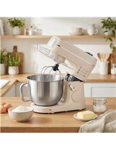HOMCOM Stand Mixer, 6L 1400W Tilt-Head Food Mixer with 11 Speeds, Pulse & Fermentation Function, LED Display, Cream 2
