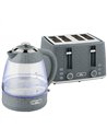 HOMCOM Kettle and Toaster Set, 1.7L 3000W Rapid Kettle with Strix Thermostat, 4 Slice Toaster with 7 Browning Controls, Grey