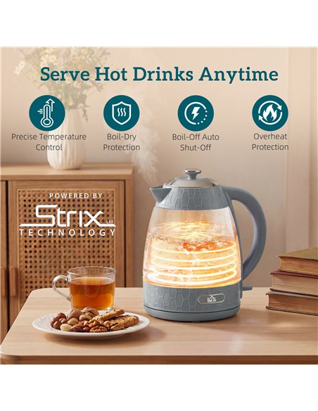 HOMCOM Kettle and Toaster Set, 1.7L 3000W Rapid Kettle with Strix Thermostat, 4 Slice Toaster with 7 Browning Controls, Grey - pic 192986 | FastDaddyshop