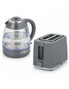HOMCOM Kettle and Toaster Set, 1.7L 3000W Rapid Kettle with Limescale Filter, 2 Slice Toaster with 7 Browning Controls, Grey