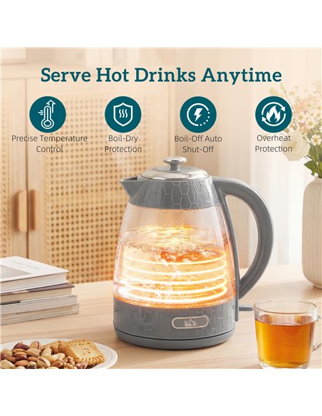 HOMCOM Kettle and Toaster Set, 1.7L 3000W Rapid Kettle with Limescale Filter, 2 Slice Toaster with 7 Browning Controls, Grey - pic 192995 | FastDaddyshop