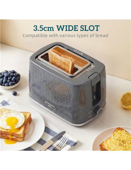 HOMCOM Kettle and Toaster Set, 1.7L 3000W Rapid Kettle with Limescale Filter, 2 Slice Toaster with 7 Browning Controls, Grey - pic 192998 | FastDaddyshop