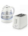 HOMCOM Kettle and Toaster Set, 1.7L 3000W Rapid Kettle with Limescale Filter, 2 Slice Toaster with 7 Browning Controls, Cream