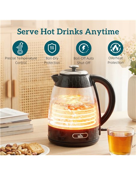 HOMCOM Kettle and Toaster Set, 1.7L 3000W Rapid Kettle with Limescale Filter, 2 Slice Toaster with 7 Browning Controls, Black - pic 193013 | FastDaddyshop
