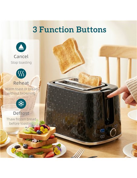 HOMCOM Kettle and Toaster Set, 1.7L 3000W Rapid Kettle with Limescale Filter, 2 Slice Toaster with 7 Browning Controls, Black - pic 193015 | FastDaddyshop