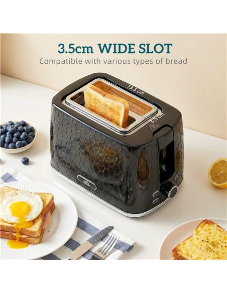 HOMCOM Kettle and Toaster Set, 1.7L 3000W Rapid Kettle with Limescale Filter, 2 Slice Toaster with 7 Browning Controls, Black - pic 193016 | FastDaddyshop