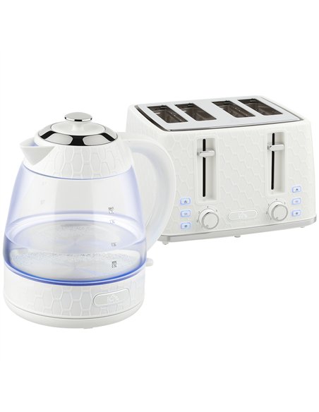 HOMCOM Kettle and Toaster Set, 1.7L 3000W Rapid Kettle with Strix Thermostat, 4 Slice Toaster with 7 Browning Controls, Cream - pic 193018 | FastDaddyshop