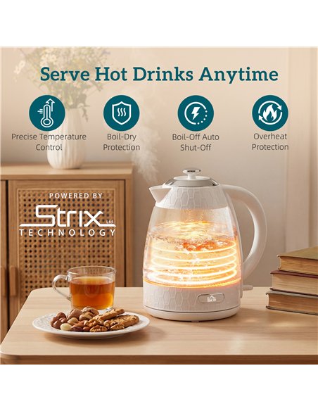 HOMCOM Kettle and Toaster Set, 1.7L 3000W Rapid Kettle with Strix Thermostat, 4 Slice Toaster with 7 Browning Controls, Cream - pic 193022 | FastDaddyshop