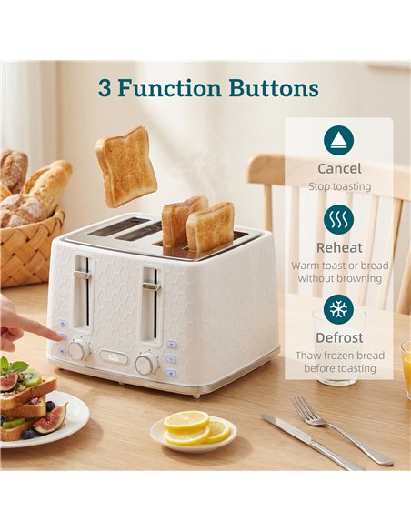 HOMCOM Kettle and Toaster Set, 1.7L 3000W Rapid Kettle with Strix Thermostat, 4 Slice Toaster with 7 Browning Controls, Cream - pic 193024 | FastDaddyshop