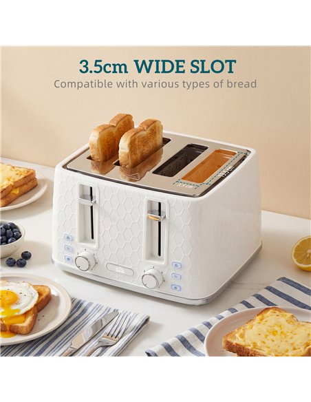 HOMCOM Kettle and Toaster Set, 1.7L 3000W Rapid Kettle with Strix Thermostat, 4 Slice Toaster with 7 Browning Controls, Cream - pic 193025 | FastDaddyshop