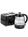 HOMCOM Kettle and Toaster Set, 1.7L 3000W Rapid Kettle with Strix Thermostat, 4 Slice Toaster with 7 Browning Controls, Black